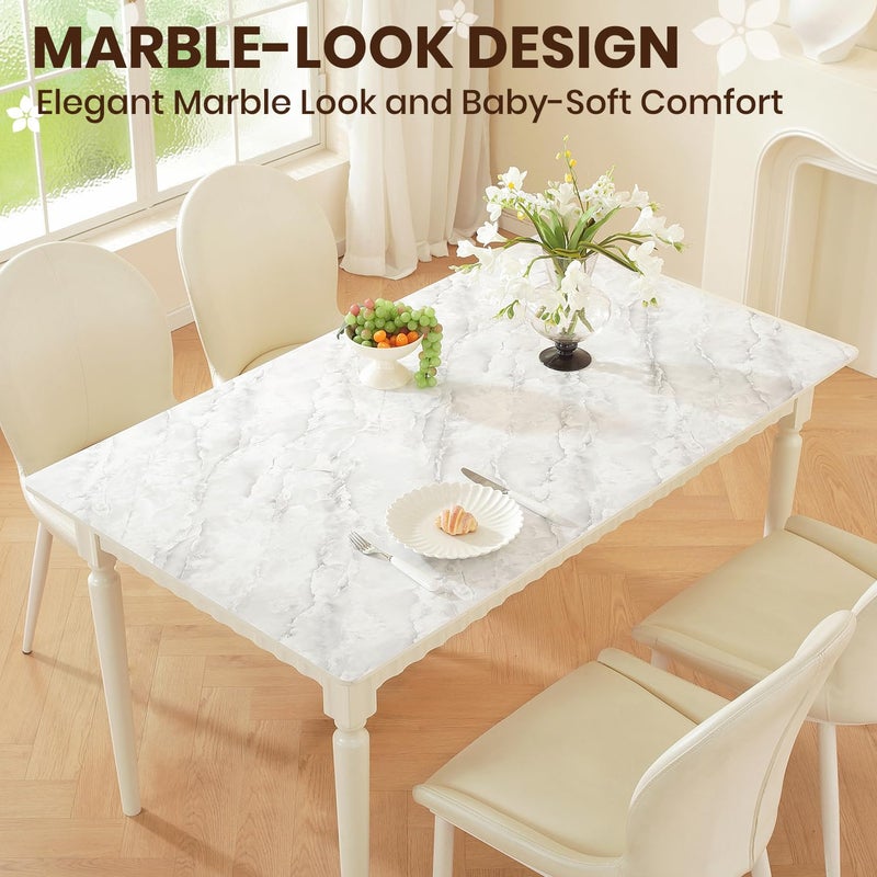 OstepDecor Marble-Look Table Protector 36 x 60 Inch, 1.5mm Thick Plastic Table Cover Protector, PVC Table Top Protector, Waterproof Desk Mat Pad for Desktop, Coffee & Dining Room Table - Image 2