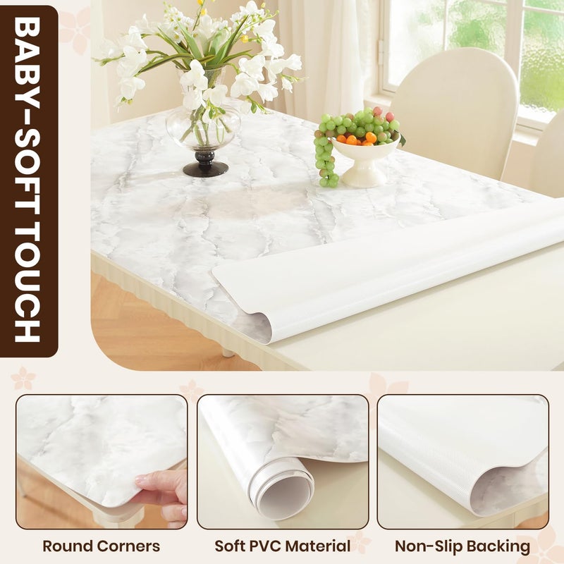 OstepDecor Marble-Look Table Protector 36 x 60 Inch, 1.5mm Thick Plastic Table Cover Protector, PVC Table Top Protector, Waterproof Desk Mat Pad for Desktop, Coffee & Dining Room Table - Image 3