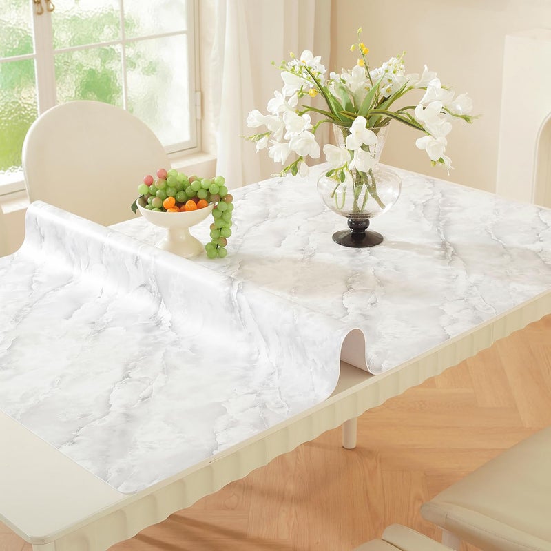 OstepDecor Marble-Look Table Protector 36 x 60 Inch, 1.5mm Thick Plastic Table Cover Protector, PVC Table Top Protector, Waterproof Desk Mat Pad for Desktop, Coffee & Dining Room Table - Image 1