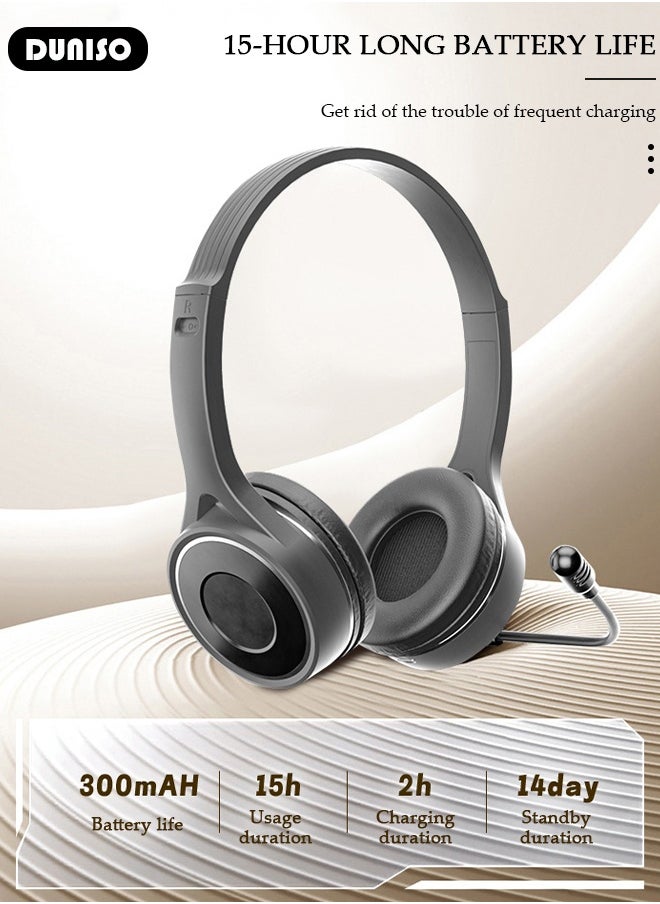 DUNISO Wireless Bluetooth Headset with Microphone, Noise Canceling Headphones Over-ear headset Call Center Headset Wireless Customer Service Headphone Business Headphone for PC/Gaming/Call Center/Meeting  - Image 3