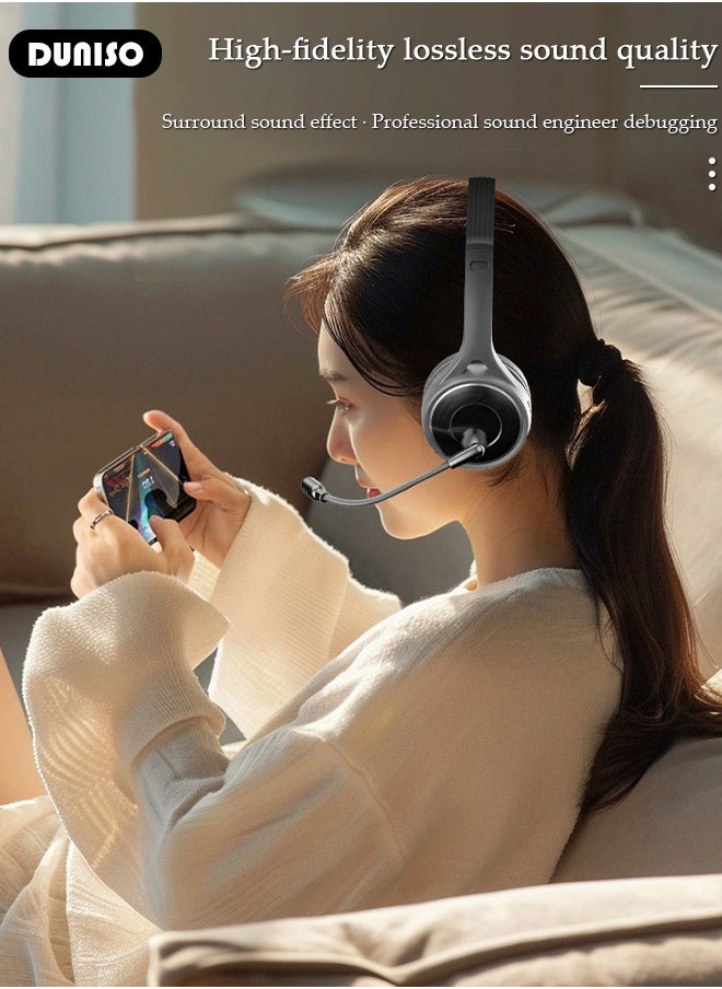 DUNISO Wireless Bluetooth Headset with Microphone, Noise Canceling Headphones Over-ear headset Call Center Headset Wireless Customer Service Headphone Business Headphone for PC/Gaming/Call Center/Meeting  - Image 4