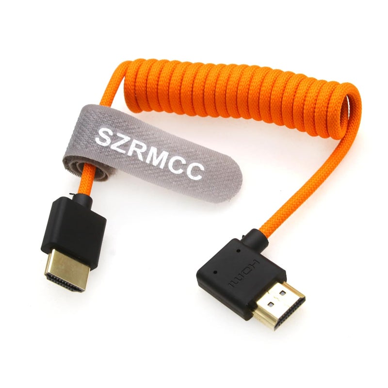 اس زد ار ام سي سي كابل 8K HDMI إلى HDMI بزاوية قائمة فائق السرعة ملفوف مضفر للكاميرا Z Cam E2 Sony FX6 FX9 Canon EOS C70 C300 Portkeys BM5 Atomos Ninjav V Shogun Monitor - Image 1