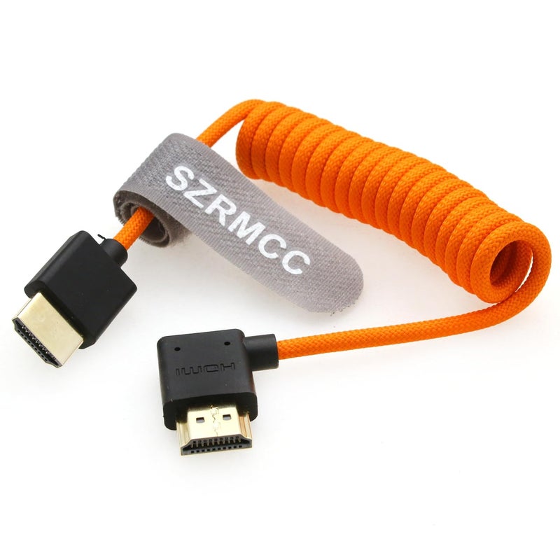 اس زد ار ام سي سي كابل 8K HDMI إلى HDMI بزاوية قائمة فائق السرعة ملفوف مضفر للكاميرا Z Cam E2 Sony FX6 FX9 Canon EOS C70 C300 Portkeys BM5 Atomos Ninjav V Shogun Monitor - Image 2