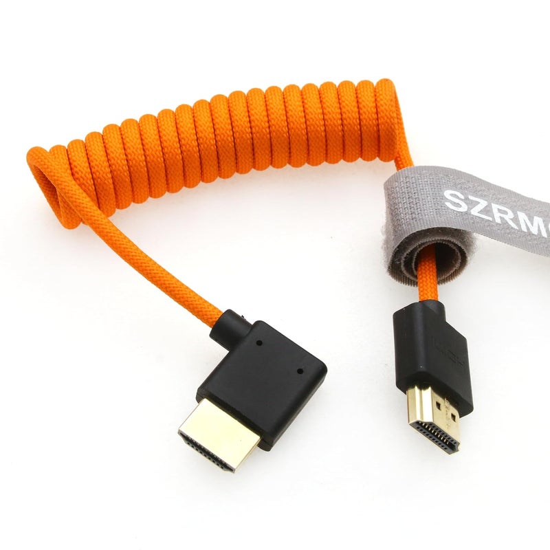 اس زد ار ام سي سي كابل 8K HDMI إلى HDMI بزاوية قائمة فائق السرعة ملفوف مضفر للكاميرا Z Cam E2 Sony FX6 FX9 Canon EOS C70 C300 Portkeys BM5 Atomos Ninjav V Shogun Monitor - Image 5