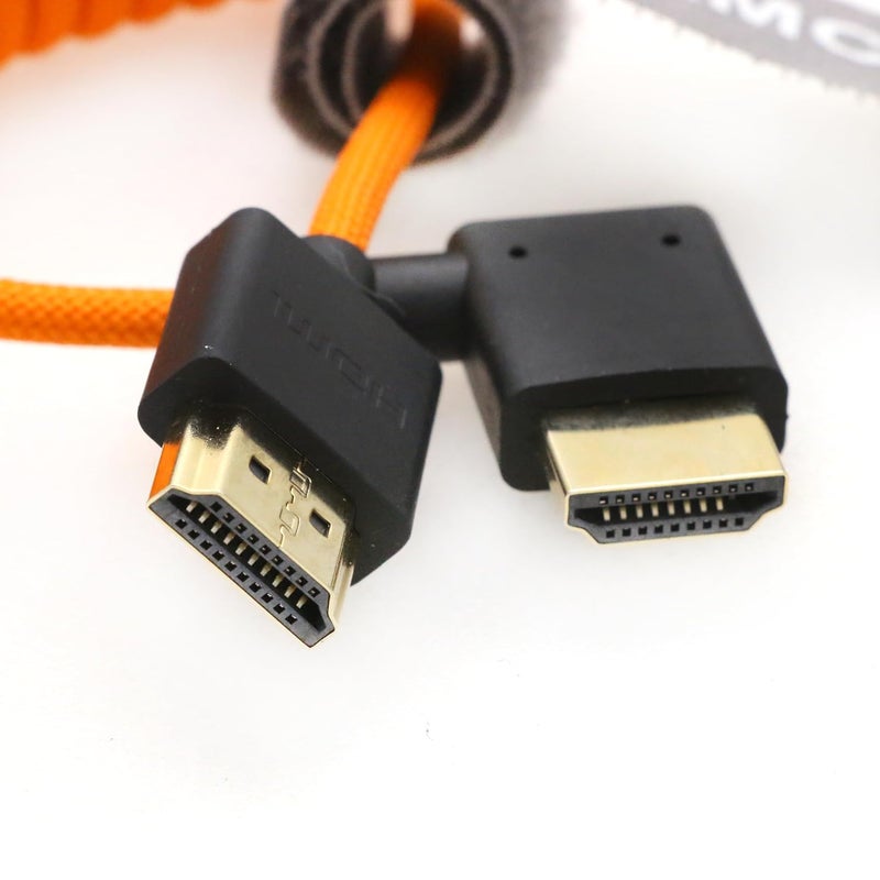 اس زد ار ام سي سي كابل 8K HDMI إلى HDMI بزاوية قائمة فائق السرعة ملفوف مضفر للكاميرا Z Cam E2 Sony FX6 FX9 Canon EOS C70 C300 Portkeys BM5 Atomos Ninjav V Shogun Monitor - Image 4