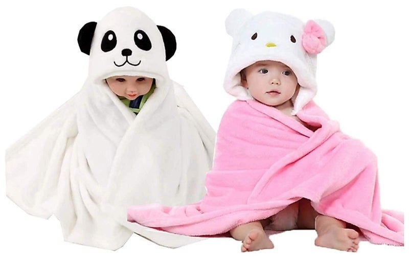 BRANDONN All in 1 Ultrasoft Luxury Hooded Panda and Kitty Funny Caps Wrapper/Baby Bath Towel/Blanket - Image 2
