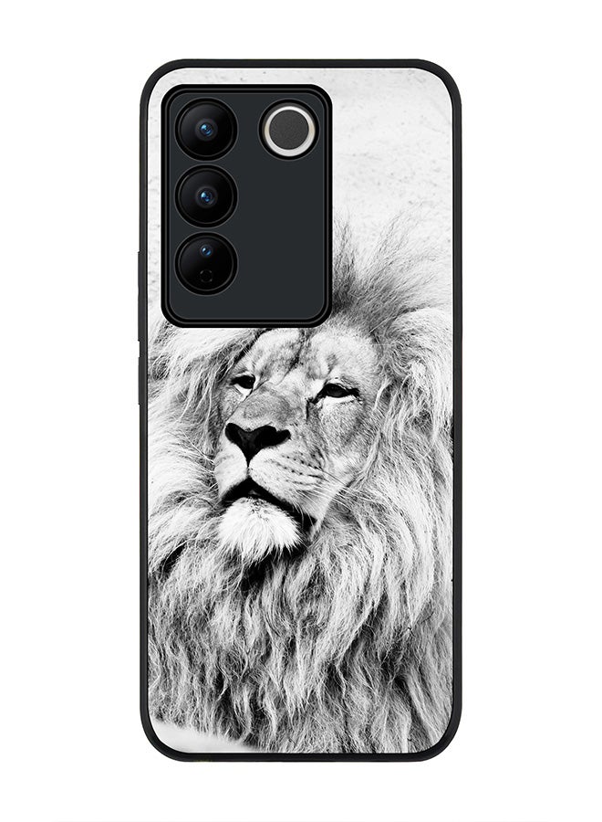 Stylizedd Rugged Black Edge case for Vivo V27 / Vivo V27 Pro / Vivo S16, Slim fit Soft Case Flexible Rubber Edges Anti Drop TPU Gel Thin Cover - Wise Lion - Image 1