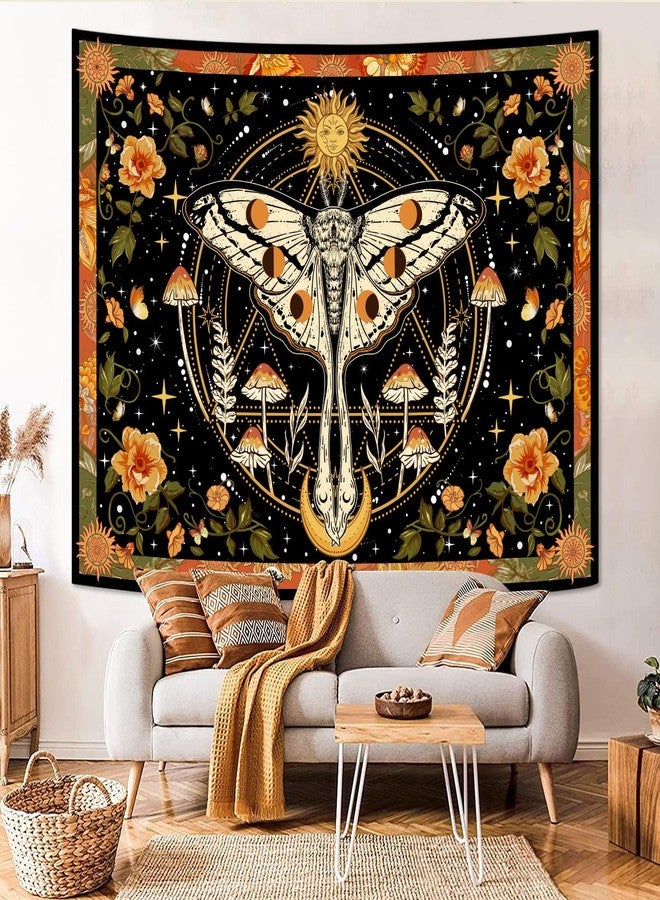 Aipon Orange Moth Tapestry Boho Retro Floral Flowers Tapestries Aesthetic Vintage Mushroom Tapestries for Bedroom Indie Sun Moon Tapestry Wall Hanging for Living Room Dorm (40'' × 30'') - Image 4