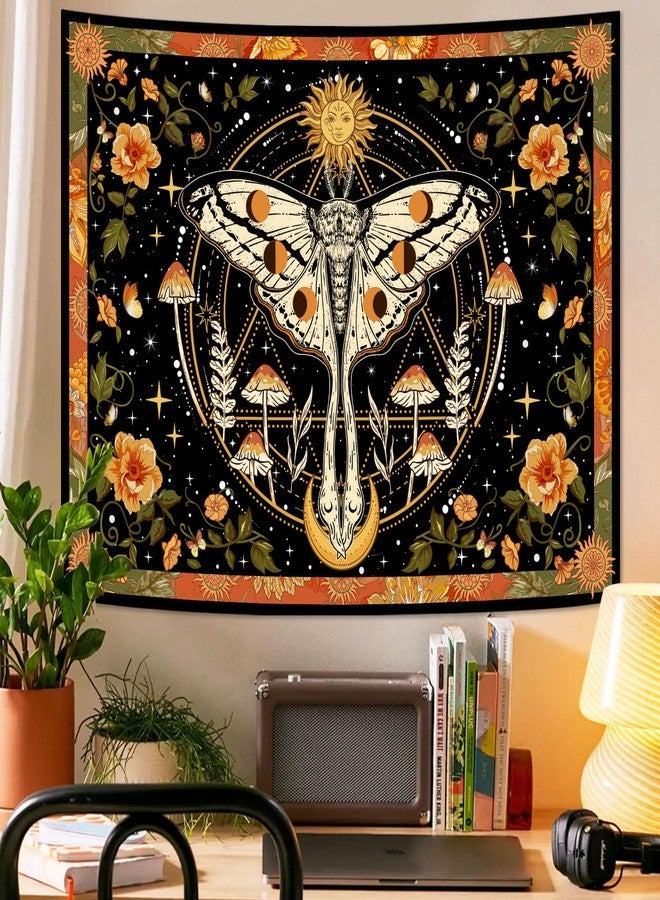 Aipon Orange Moth Tapestry Boho Retro Floral Flowers Tapestries Aesthetic Vintage Mushroom Tapestries for Bedroom Indie Sun Moon Tapestry Wall Hanging for Living Room Dorm (40'' × 30'') - Image 5