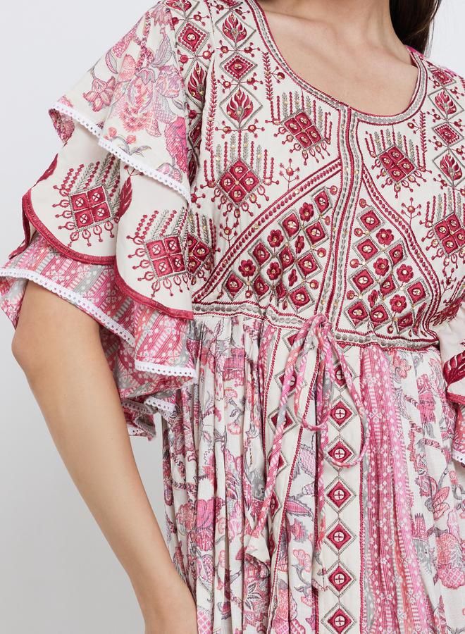 Maxim Creation Handwork Embroidery Jalabiya with Flrill Sleeves - Image 4