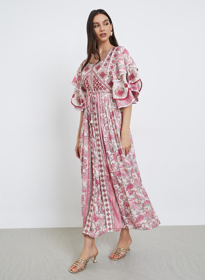 Maxim Creation Handwork Embroidery Jalabiya with Flrill Sleeves - Image 2