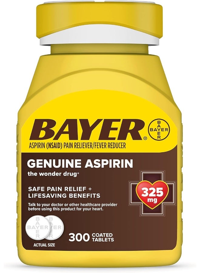 Bayer Genuine Aspirin 325mg Pain Reliever and Fever Reducer Tablets - 300 Count - Image 1