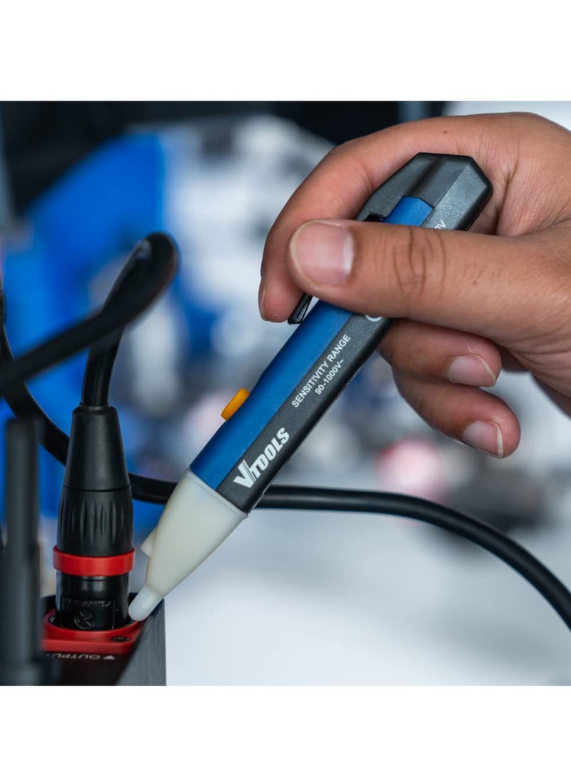 VTOOLS Intelligent Non Contact Voltage Tester With Led Light Batteries Not Included Ac 90V 1000V Blue Vt2124  - Image 4