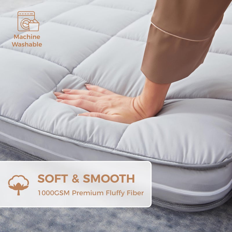 Jamdok 3Inch Narrow Twin Mattress Topper Cover(Only Cover),Cot Mattress Protector Bedding,Foam and Latex Mattress Cover with Zipper,Pillow Top and Bottom(75 x 30â€) Gray - Image 4