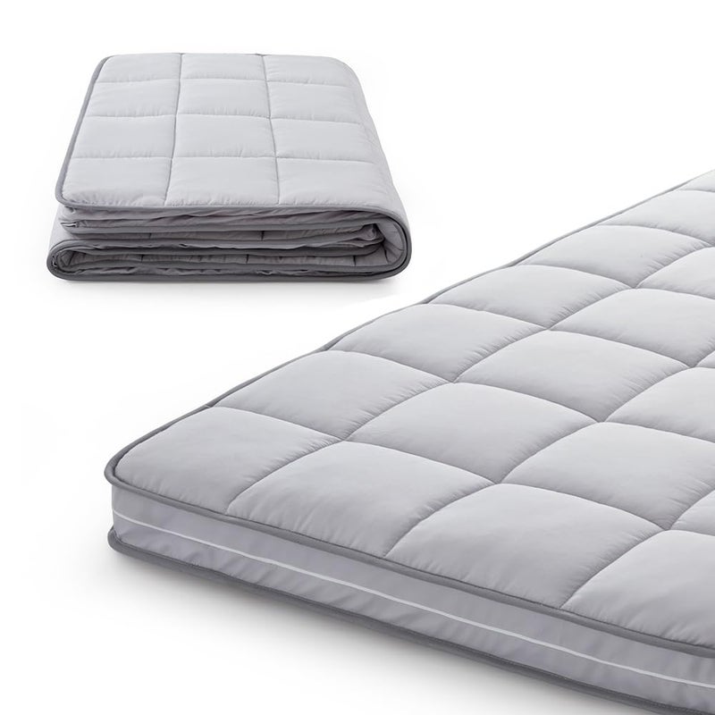 Jamdok 3Inch Narrow Twin Mattress Topper Cover(Only Cover),Cot Mattress Protector Bedding,Foam and Latex Mattress Cover with Zipper,Pillow Top and Bottom(75 x 30â€) Gray - Image 1
