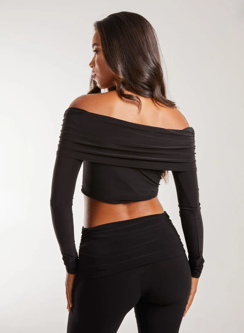 Pink Vanilla Long Sleeve Slinky Bardot Top