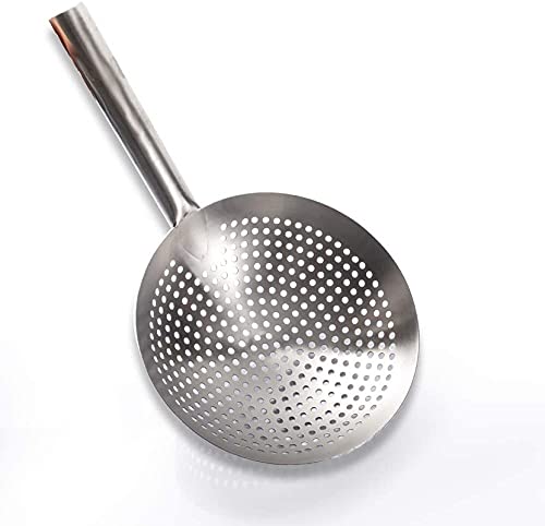 THW THW Stainless Steel Round Skimmer Mandarin Pasta Strainer 12Inch Diameter  - Image 1