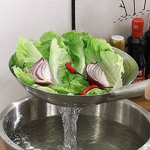 THW THW Stainless Steel Round Skimmer Mandarin Pasta Strainer 12Inch Diameter  - Image 5