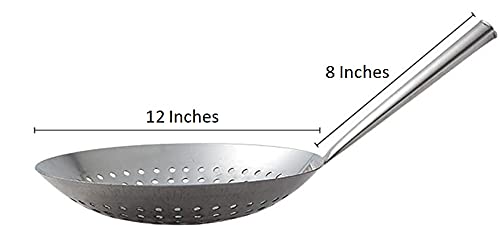 THW THW Stainless Steel Round Skimmer Mandarin Pasta Strainer 12Inch Diameter  - Image 2