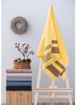 COTTON BOX Cottonbox Twins 100% Cotton Yellow Beach Towel  - Image 1