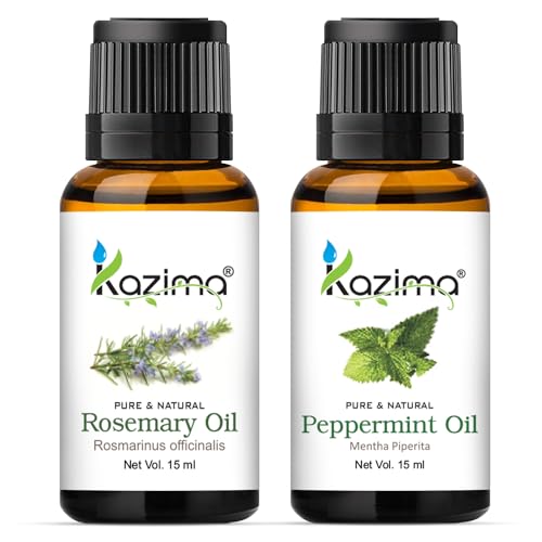 KAZIMA Combo Of Rosemary Oil and Peppermint Oil For Hair Growth, Skin Care - 100% Pure Natural Oil, 15 ml (Pack of 2) - Image 1