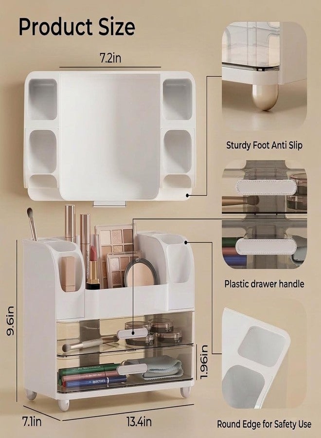 Reflygen Drawer Cosmetic Organizer, Beauty Tool Display Box, Desktop Skin Care Organizer (White) - Image 4