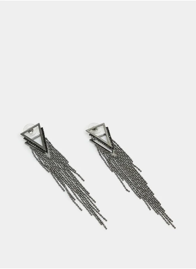 Styli Triangle Tassel Drop Earrings
