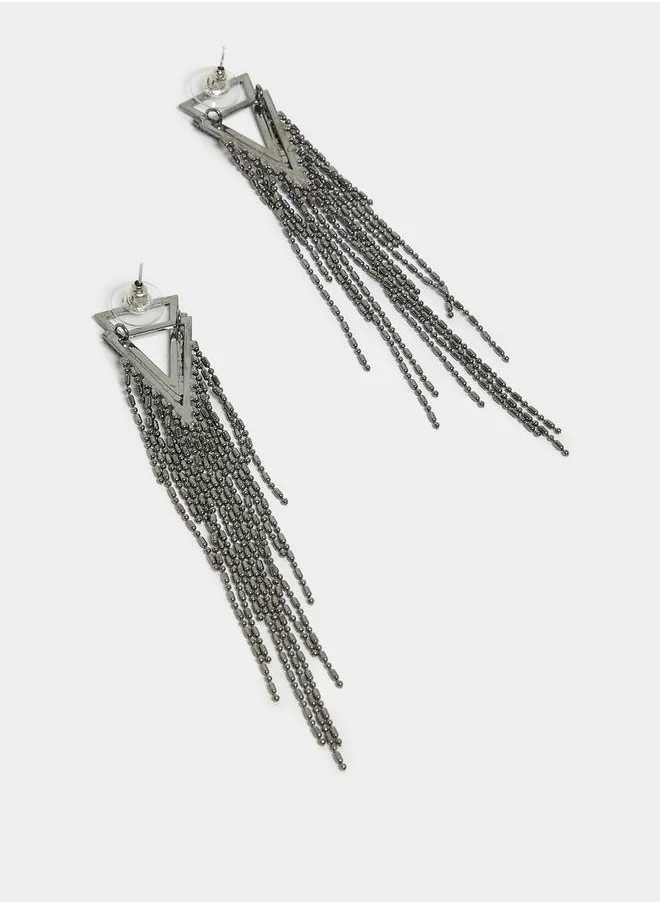 Styli Triangle Tassel Drop Earrings
