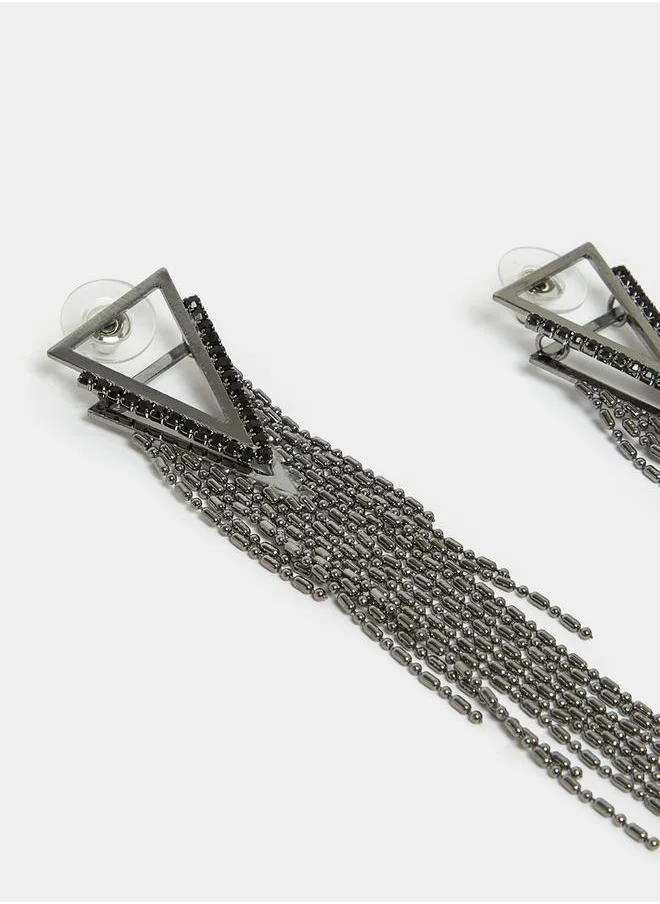 Styli Triangle Tassel Drop Earrings