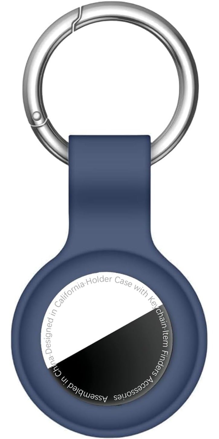 Dark Blue Silicone Keychain Case for AirTag, Compatible with Apple AirTag GPS Trackers - Image 1