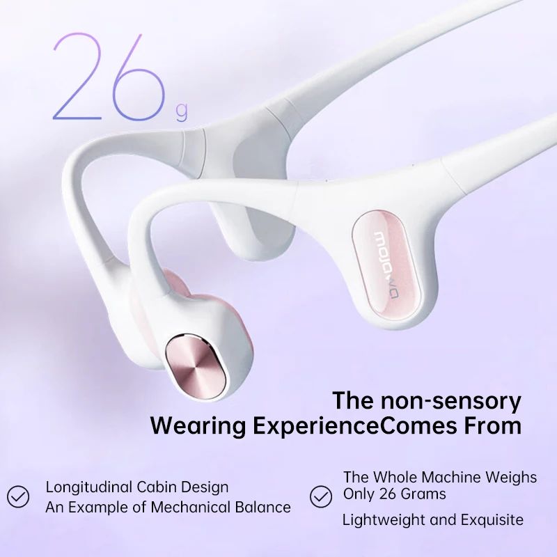 Mojawa Mojo2 Bluetooth Bone Conduction Sports Wireless Open-Ear Headphones, White - Image 2