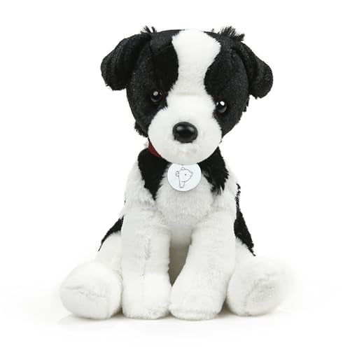 Plushland Realistic Stuffed Dog Stuffed Animals Plush Toys Collar Premium Pawpal Stuffed Plush Puppy Cats and Dogs Toy for Boys and Girls 8 Inches Border Collie with Collar - Image 1