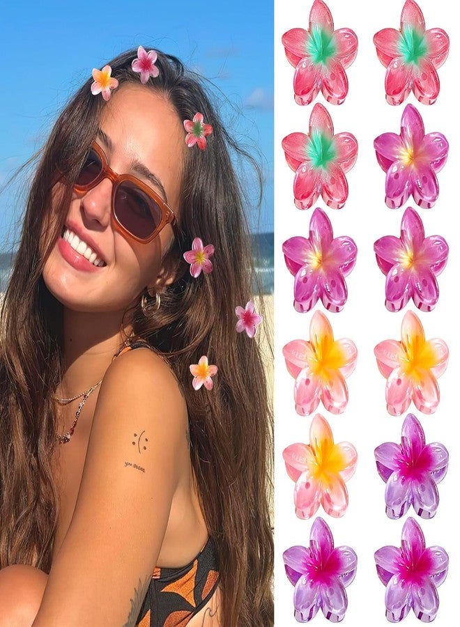 VORSET 6 Pcs Flower Hair Claw Clips - Hawaiian Plumeria, Medium NonSlip Clutchers for Hair, Strong Hold Hair Accessories For Thick or Thin Hair, Beach, Everyday Use (Multicolor) - Image 1