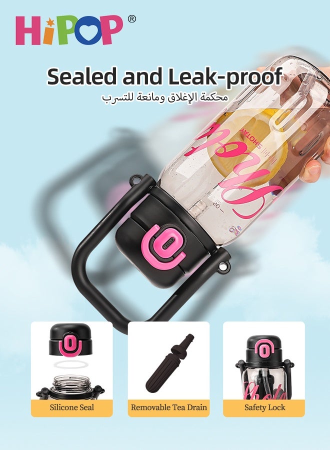 HIPOP 1000ML Sports Water Bottle, Sports Water Cup for Women, Two Drinking Spouts, Tritan, Leak-Proof, One-Button Lid, Removable Tea Infuser, Portable Water bottle for Gym, Outdoor, Home, and Office - Image 5
