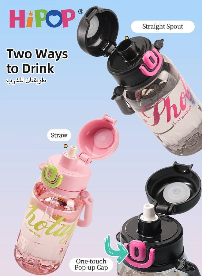 HIPOP 1000ML Sports Water Bottle, Sports Water Cup for Women, Two Drinking Spouts, Tritan, Leak-Proof, One-Button Lid, Removable Tea Infuser, Portable Water bottle for Gym, Outdoor, Home, and Office - Image 2