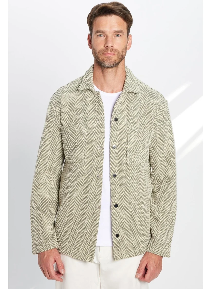تودورس Men's Relax Fit Casual Cut Knitted Double Pocket Snap Button Dobby Shirt