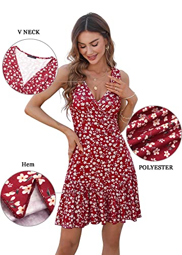 FENSACE Spring Dresses for Women 2025 Sleeveless Summer Mini Dress(Green Floral,Medium) - Image 5