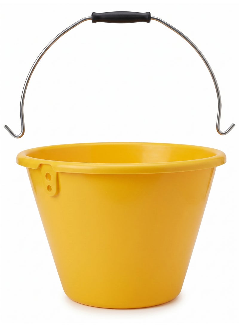 BAH Heavy Duty PVC Bucket Yellow 14L – Flexible Construction Bucket with Reinforced Handle for Mixing, Cleaning & Building WorkHeavy Duty PVC Bucket Yellow 14L – Flexible Construction Bucket with Reinforced Handle for Mixing, Cleaning & Building Work