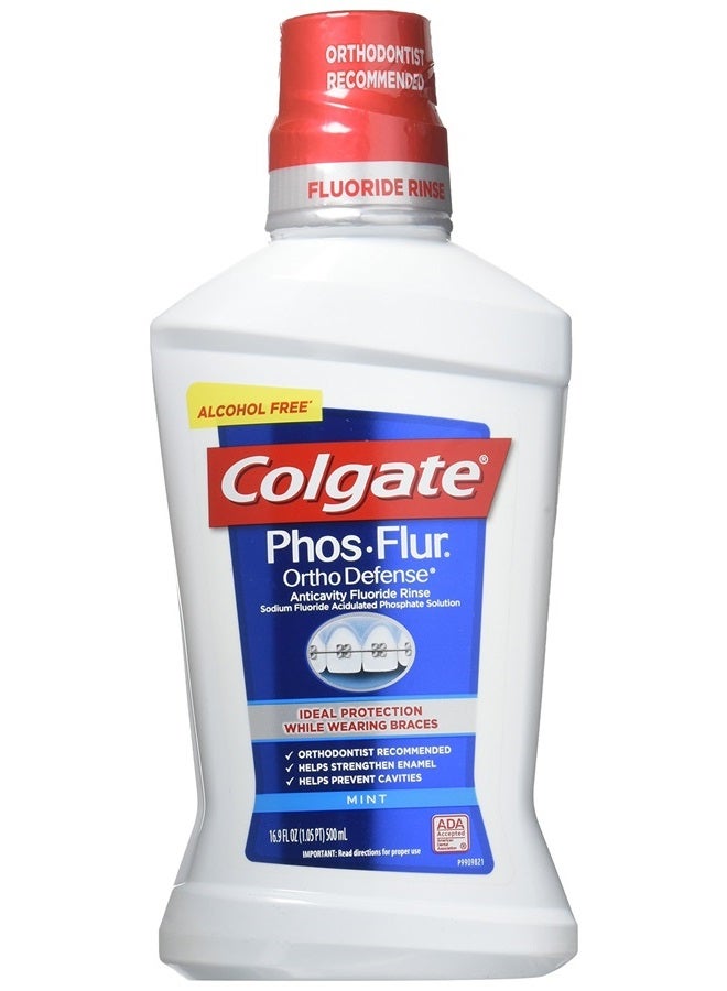 Colgate Phos-Flur Anti-Cavity Fluoride Rinse Mint 16.9 Fl oz (Pack of 3) - Image 1