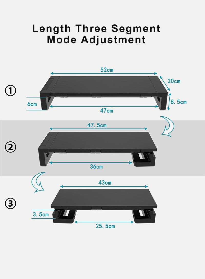 FlashHawk Monitor Stand Riser with Storage Drawer and Tablet Phone Stand,Foldable Computer Monitor Stand,Height Adjustable Computer Stand for Computer,Desktop,Laptop - Image 2