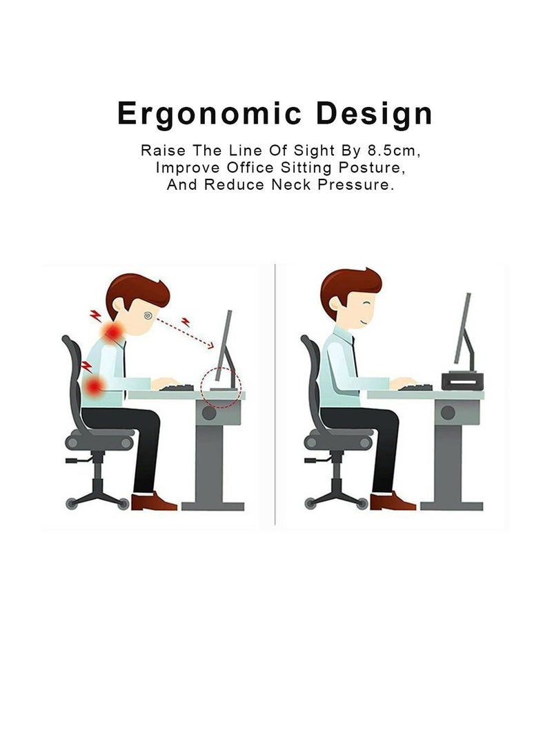 FlashHawk Monitor Stand Riser with Storage Drawer and Tablet Phone Stand,Foldable Computer Monitor Stand,Height Adjustable Computer Stand for Computer,Desktop,Laptop - Image 5