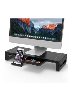 FlashHawk Monitor Stand Riser with Storage Drawer and Tablet Phone Stand,Foldable Computer Monitor Stand,Height Adjustable Computer Stand for Computer,Desktop,Laptop  - Image 1