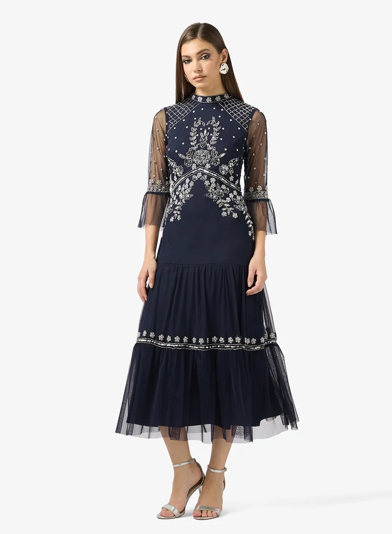 Frock and Frill Embellished tiered maxi dress