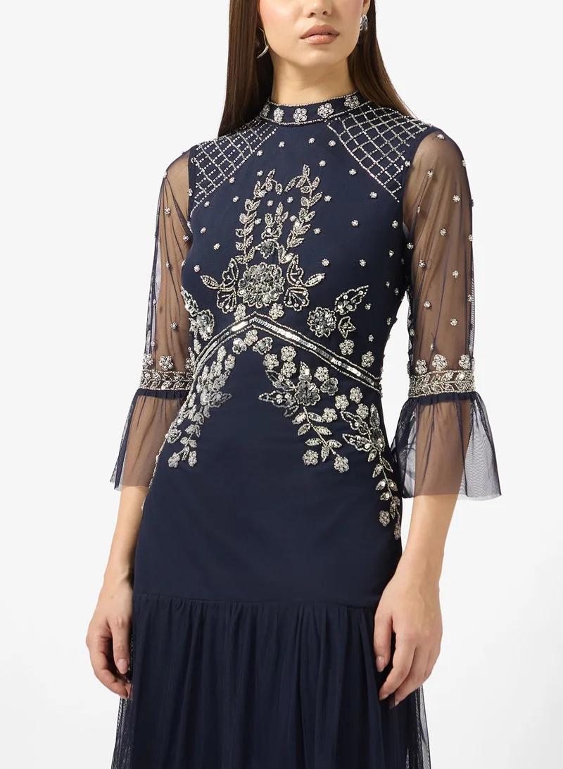 Frock and Frill Embellished tiered maxi dress