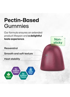 BIO KRAUTER BIO KRAUTER Resveratrol Gummies - Resveratrol 1000 mg Supplement - 98% Pure Trans Resveratrol - Antioxidant Support - 60 Vegan Chews  - Image 4