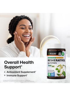 BIO KRAUTER BIO KRAUTER Resveratrol Gummies - Resveratrol 1000 mg Supplement - 98% Pure Trans Resveratrol - Antioxidant Support - 60 Vegan Chews  - Image 2