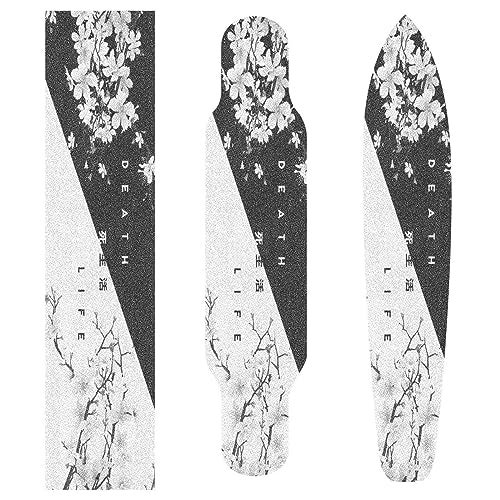 aportt Skateboard Grip Tape, 33x9 inch, Sakura-Death Life, Black White Cherry Blossom, PVC, Non-Slip, for Longboard, Roller Board, Stair Treads - Image 3