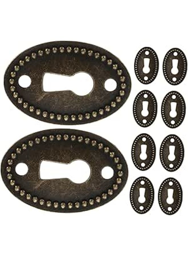Vintage Oval Keyhole Covers 10 Pieces Decorative Hardware For Furniture Cabinet - Image 1