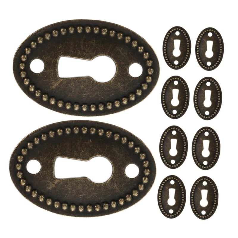 Vintage Oval Keyhole Covers 10 Pieces Decorative Hardware For Furniture Cabinet - Image 2