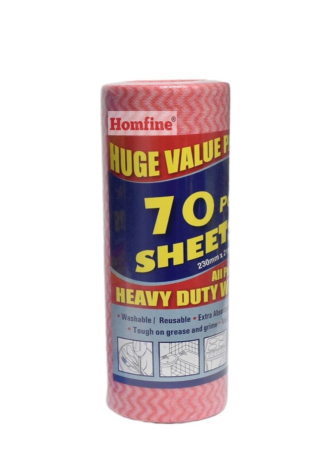 Homfine® Non-Woven Heavy Duty Kitchen Wipes/Towel | Tissue Paper Roll Washable/Reusable for Multipurpose Cleaning (70Pulls in Each Roll) - Colour May Vary (1) - Image 1